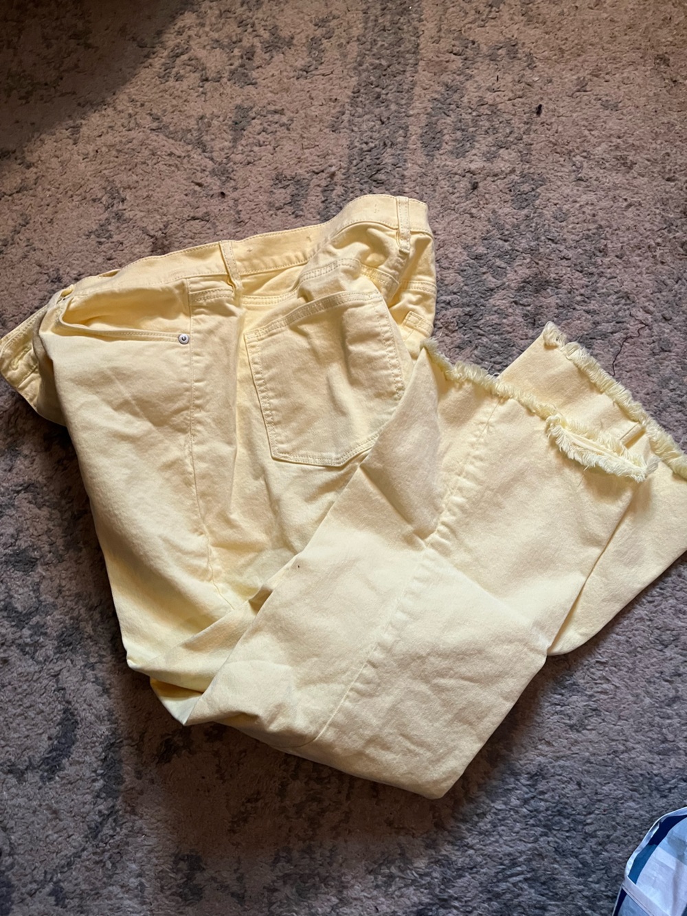 LOFT Soft Yellow Denim with Frayed Hem